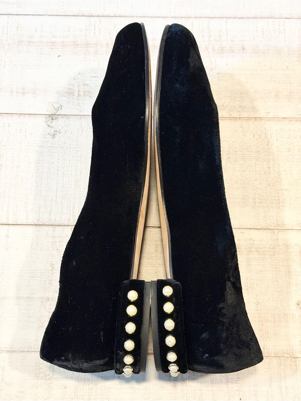 Stuart Weitzman Black Velvet Chicpearl Ballet Flats Size 8.5 Wedding Evening - Picture 9 of 12